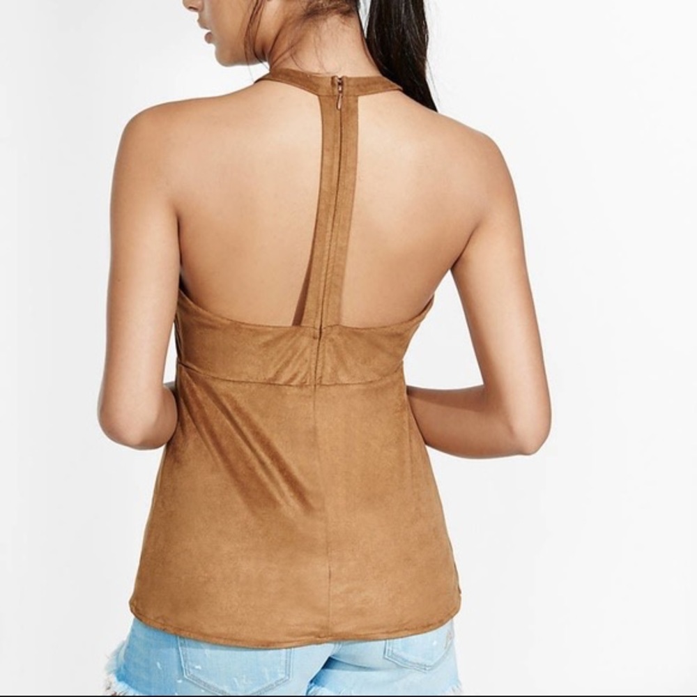 Express Faux Suede Lace-Up T-Back Tank Top